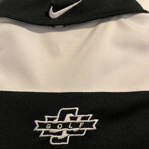 NIKE Fit Dry Golf Black White Short Sleeve Polo Shirt Mens Size Large
